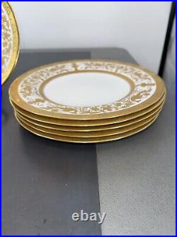 Crown Sutherland Gold Trim Dinner Plate Set Of 6 #3028 Heavy