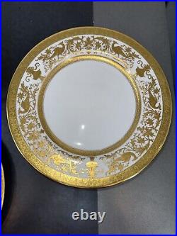 Crown Sutherland Gold Trim Dinner Plate Set Of 6 #3028 Heavy