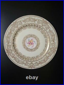 Czechoslovakia Set of 6 Dinner Plates decorated with Flowers and Gilded 11