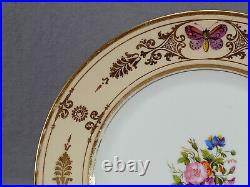 Darte Old Paris Hand Painted Floral Butterflies Cream & Gold 9 1/8 Inch Plate F