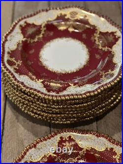Davis Collamore Copeland Gilded Red Dinner Plates (Set of 11) Davis Collamore Copeland Gilded Red Dinner Plates (Set of 11)