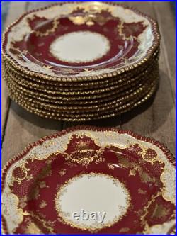 Davis Collamore Copeland Gilded Red Dinner Plates (Set of 11) Davis Collamore Copeland Gilded Red Dinner Plates (Set of 11)