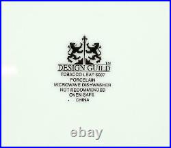 Design Guild 5087 Tobacco Leaf Pattern Gold Trim 4 Pc 10 5/8 Dinner Plates