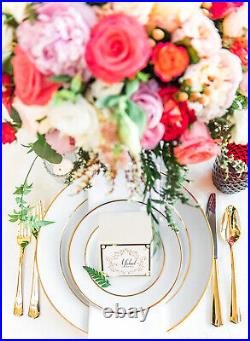 Double Gold Porcelain Dinner (12) & Salad/Dessert Plate (8) Set of 8