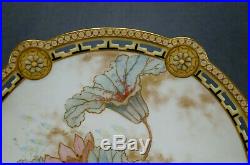 Doulton Hand Painted Pink & Blue Floral & Gold Reticulated Plate Circa 1882-1891
