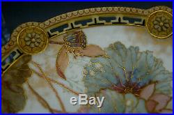Doulton Hand Painted Pink & Blue Floral & Gold Reticulated Plate Circa 1882-1891