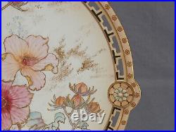 Doulton Spanish Ware Hand Painted Pink & Raised Gold Floral Reticulated Plate B
