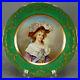 Dresden-Hand-Painted-18th-Century-Lady-Green-Raised-Beaded-Gold-Portrait-Plate-B-01-getw