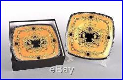 EURO Porcelain Yellow 10 Dinner or 7 Salad Plate, Greek Key Medusa Bone China
