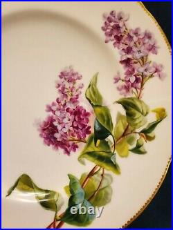 Early Hand Painted Minton Cabinet Plate Lilac Floral Gold Old Merchant Label