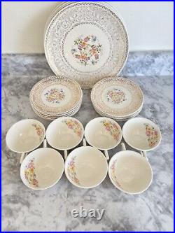 Edwin M Knowles Gold Filigree With Floral Center Beautiful Vintage 30 Piece Set