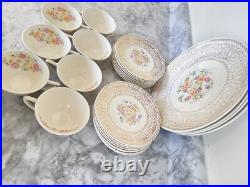 Edwin M Knowles Gold Filigree With Floral Center Beautiful Vintage 30 Piece Set