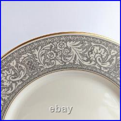 Eight Franciscan China Dinner Plates Renaissance Pattern Gray with Gold Gladding Eight Franciscan China Dinner Plates Renaissance Pattern Gray with Gold Gladding