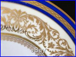 Elegant Set Of 8 HW(Heinrich Winterling) 10&3/4 Dinner Plates 22K Gold Blue