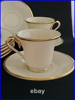 Eternal by Lenox Cream and Gold trim dinner salad plates teacups 16 piece lot