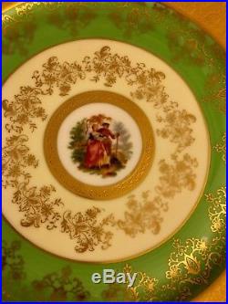 Exquisite 11Pc. Czech Victoria 24KT Gold Encrusted Porcelain Dinner Plates