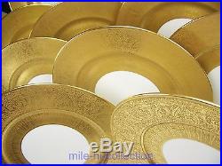 Exquisite Bavaria Heinrich & Co Gold Encrusted Dinner Plates Set Of 12