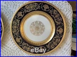 Exquisite K&A Krautheim Selb Bavaria 11 Dinner Plates (Set of 6) Black & Gold