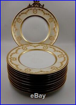 Exquisite Limoges Gold Encrusted & Jewels Dinner Plate Set Of 11