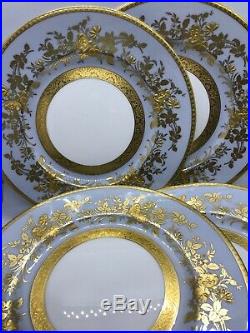 FAB! VTG Minton England Gold Encrusted Relief Flowers Set of 5 Chargers 10.5D