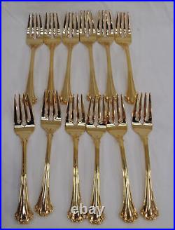 FB Rogers American Chippendale Gold Plated Flatware 62 Piece Set Service For 12