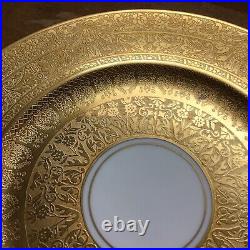 FOUR (4) Royal Bavarian Hutschenruther Selb 10 3/4 22K Gold Band Dinner Plates