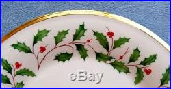 FOUR Lenox Holiday Dimension Dinner Plates Gold Trim New with Tags
