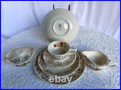 FRENCH SAXON CHINAUNION MADE U. S. A. 22 KT GOLD China (24PCS)Set Service for 4