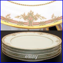 Fine Vintage Haviland Limoges Marked 5pc 9 3/4 Plate Set, Pink, Foliage & Gold