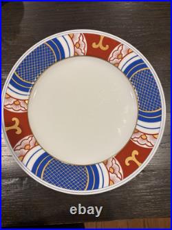 Fitz & Floyd Nishiki Dinner Plate Geometric Blue & Red withGold Set Of 8