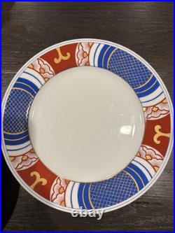 Fitz & Floyd Nishiki Dinner Plate Geometric Blue & Red withGold Set Of 8