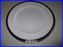 Five Spode Bone China Dinner Plates With Cobalt Blue And Gold Rim