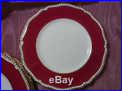 Flaws 5 Spode Copeland's Y499 Dinner Plates Red Band Gold Raised Scalloped Edge