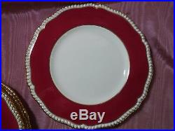 Flaws 5 Spode Copeland's Y499 Dinner Plates Red Band Gold Raised Scalloped Edge