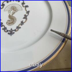 Folies Bergere Apilco Porcelain France Dinner Plate 11 Blue/Gold Rim PARIS
