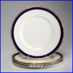 Four (4) Vntg. Royal Worcester Aston Cobalt Blue/Gold Dinner Plates, 10.75 (D)
