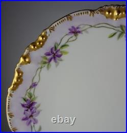 Four Jean Pouyat Limoges 8.25 Floral Heavy Gold Side Plates Antique Porcelain Four Jean Pouyat Limoges 8.25 Floral Heavy Gold Side Plates Antique Porcelain