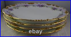 Four Jean Pouyat Limoges 8.25 Floral Heavy Gold Side Plates Antique Porcelain Four Jean Pouyat Limoges 8.25 Floral Heavy Gold Side Plates Antique Porcelain