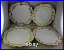 Four Jean Pouyat Limoges 8.25 Floral Heavy Gold Side Plates Antique Porcelain Four Jean Pouyat Limoges 8.25 Floral Heavy Gold Side Plates Antique Porcelain
