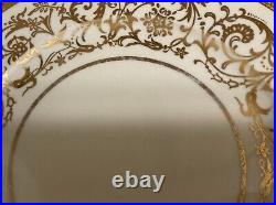 Four Tiffany Style ROYAL ART GUILD Dinner Plates Raised Gold Custom Design