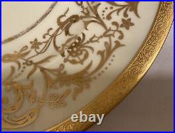 Four Tiffany Style ROYAL ART GUILD Dinner Plates Raised Gold Custom Design