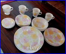 Franciscan Garden Party Earthenware Pink Floral Lot Of 22 New Bowls Dishes Cups