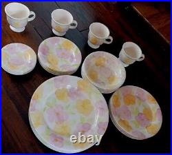 Franciscan Garden Party Earthenware Pink Floral Lot Of 22 New Bowls Dishes Cups