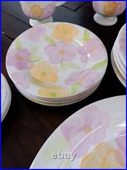 Franciscan Garden Party Earthenware Pink Floral Lot Of 22 New Bowls Dishes Cups