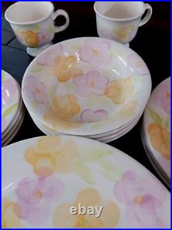 Franciscan Garden Party Earthenware Pink Floral Lot Of 22 New Bowls Dishes Cups