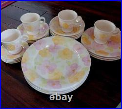 Franciscan Garden Party Earthenware Pink Floral Lot Of 22 New Bowls Dishes Cups