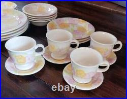 Franciscan Garden Party Earthenware Pink Floral Lot Of 22 New Bowls Dishes Cups