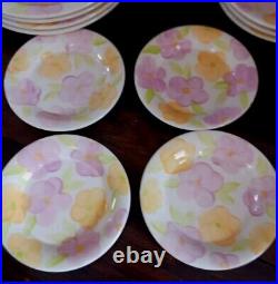 Franciscan Garden Party Earthenware Pink Floral Lot Of 22 New Bowls Dishes Cups