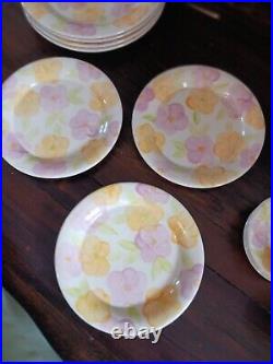 Franciscan Garden Party Earthenware Pink Floral Lot Of 22 New Bowls Dishes Cups