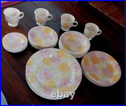 Franciscan Garden Party Earthenware Pink Floral Lot Of 22 New Bowls Dishes Cups